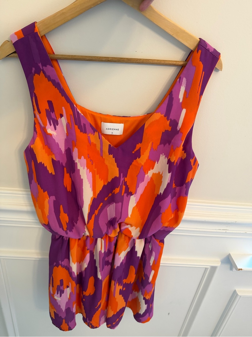 Adrienne Womens Purple Orange Print Romper Size M
